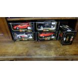 5 x B.Burago Die-Cast Metal Modern Cars, in original un-opened boxes (made in Italy) –Ferrari,