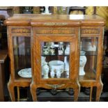 Louis IX style reproduction Kingwood Display Cabinet with gilt mounts and sabre legs, glass shelf