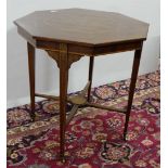 Octagonal Rosewood Occasional Table, inlaid, on turned legs, 27”dia