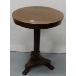 WMIV circular Rosewood Lamp Table, on 3 paw feet, 21” dia