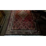 Red ground Persian Tribal Rug, unique all over design, 2.15m x 1.3m