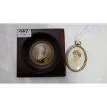 2 framed miniature prints- portrait of a lady in Regency costume & lady in a white dress (2)