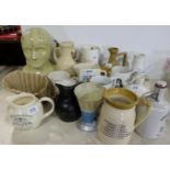 Various baking & medicine pottery jugs, branded with trade names incl. Dr Nelsons, James Jessop,