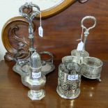 2 silver plated bottle stands, plated sugar sifter & a bottle stand (4)