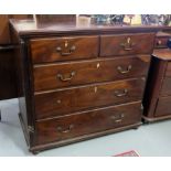 Georgian Mahogany Ch of 5 drawers, on bun feet, 43” wide