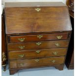 Georgian Mahogany Fall Front Bureau, the hinged desk p enclosing an arrangement of compartments, 3ft