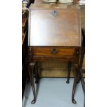 Compact Mahogany Bureau, on Queen Ann Legs, with interior fitted compartments, 18”w x 40”h