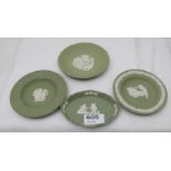 4 green Wedgewood pin trays