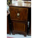 Georgian Mahogany and inlaid Drinks Cabinet, with pivoting decanter stand in p drawer, 21”w