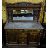 French Walnut Side Board, the mirrored gallery surrounded by ahetic shaped flowers and pillars, over