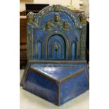Antique Fountain Head and Font, Majolica Italy, classical architectural form, cherubs and