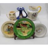 6 pieces of rhyming pottery jugs and bowls including 2 nursery feeding bowls (6)