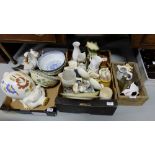 3 boxes of various china incl. money box Pig, cups, bowls etc