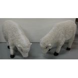 Pair of ornamental sheep figures with ribbed wool, 24”l x 16”h
