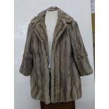 Lovely Grey Mink Coat, French retailer label “Antibes Fourrures”, lined, size 12 – 14 approx.