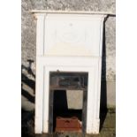 Metal Bedroom Fireplace, painted white, 11” opening