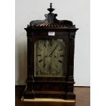 19thC Bracket Clock, with a silvered dial, in a mahogany case, stamped H. Gibbs London, working