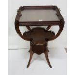 Edw. Rosewood Glass Tray p Serving Table, with shaped stretcher shelf below, brass gallery, brass