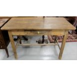 Irish Farmhouse Antique Pine Small Kitchen Table, with an apron drawer, on square legs, dove