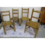 4 Irish Antique Pine & Elm Sugan Chairs, with through mortice stretchers (4)