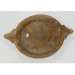 Antique elm bread making tray, circular, with a handle, 20” dia