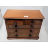 Mahogany 19thC miniature Ch of (5) Drawers, 15”w x 12”h