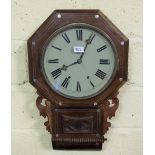 8 Day Wall Clock in a mahogany and mother of pearl inlaid case (no pendulum)