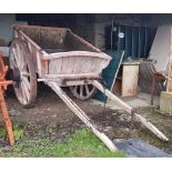 Horse Drawn Tumbling Cart, iron shod, with unusual tipping winder and pulling chains, (red)