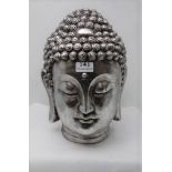 Silvered Bust of a Tibetan Monk’s Head, 14”h