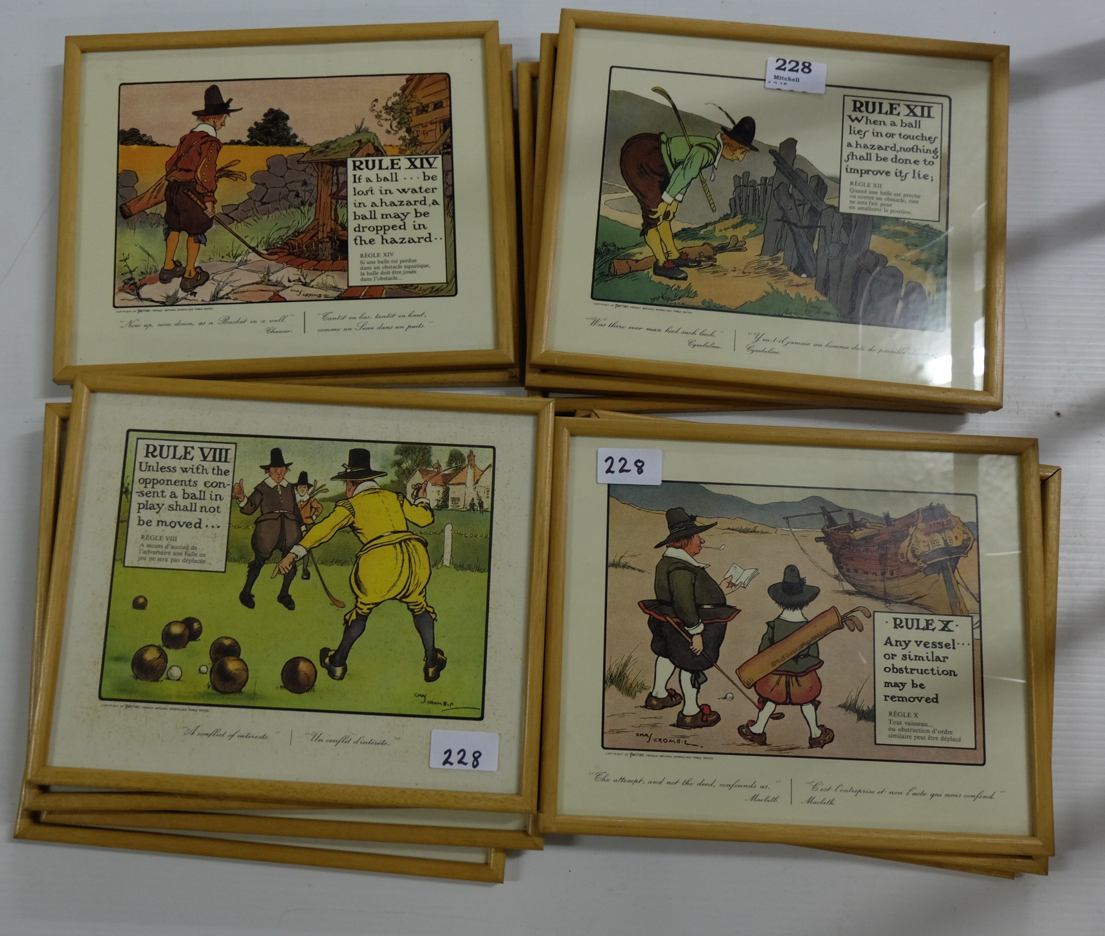 Set of 12 Perrier Water Comical Sporting Prints (similar lot 229)