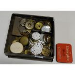 Box of pocket watch etc parts