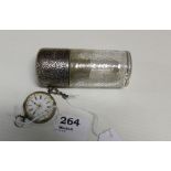 Silver Backed Pocket Watch with enamel dial & Glass Jar with Silver Lid (2)