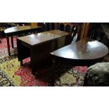 Late 19thC Mahogany Economy Dining Table, oval ended, on square legs, comprising a drop leaf