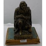 Bronzed Spanish Table Figure “El Bobo De Coria” on gold stand, 10”h