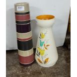 Vintage Bisque Vase, signed & modernist banded vase, 1920s, signed, art deco