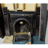 Antique Slate Parlour Fireplace, with worn scrumbled finish, also a tiled insert, 15” grate, 54”