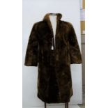 Long Brown Beaver Fur Coat, size 12 approx