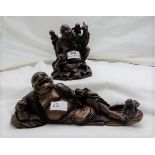 2 Vintage Chinese Figures – reclining man & “happy buddah”