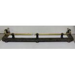 Cast Iron Fender with round brass upper rail, 43” inside