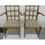 Matching Pair of 4 Oak Armchairs, by Julian of Chicher, with removable padded seats covered with