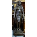 Bronze Life Size Figure of an Egyptian Woman in traditional dress, on a stepped base, 75”h