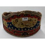 Mid 19thC French slipper/chamber box with needlepoint floral designs