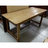 Irish Farmhouse Antique Pine Kitchen Table, with an end drawer, on square legs with dove-tailed