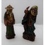 2 x Antique Chinese Character Figures – 1 x 19thC terracotta, supporting a lamp & another