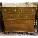 Georgian Mahogany Ch of Drawers, with original brass handles, on bracket feet, 42”w x 40.5”h x 22”d