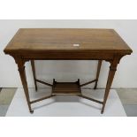 Edwardian Rosewood Card Table, marquetry inlaid, with a rectangular fold-over p, on tapered legs,