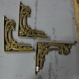 3 heavy cast brass corbels with decorative fretwork