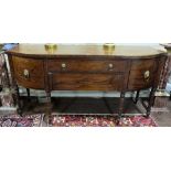 Georgian Mahogany Nelson Sideboard, bow-fronted, a pair of side cabinets with 2 drawers between,