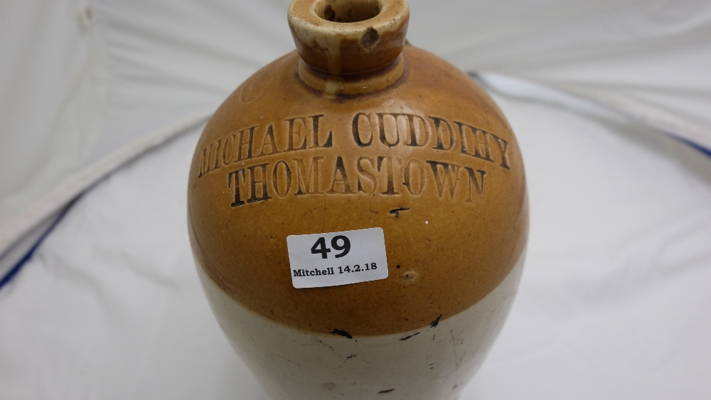 Stoneware Whiskey Jar, stamped “Michael Cuddihy”, Thomaswn, 13”h - Image 2 of 2