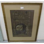 BRUCKMAN, Fine Watercolour and ink – “Entrance the City”, 11”x 21”In a gilt frame